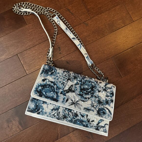 Betsey Johnson Handbags - Betsey Johnson PEARL TOILE CONVERTIBLE BAG BLUE/MULTI